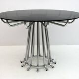 Gastone Rinaldi Mid-Century Modern Italian Chromed Metal Round Dining Table