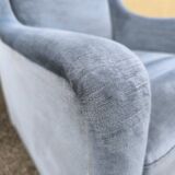 Cocktail armchair in sky blue velvet 1960s