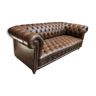 Chesterfield sofa in 1960s studded brown leather