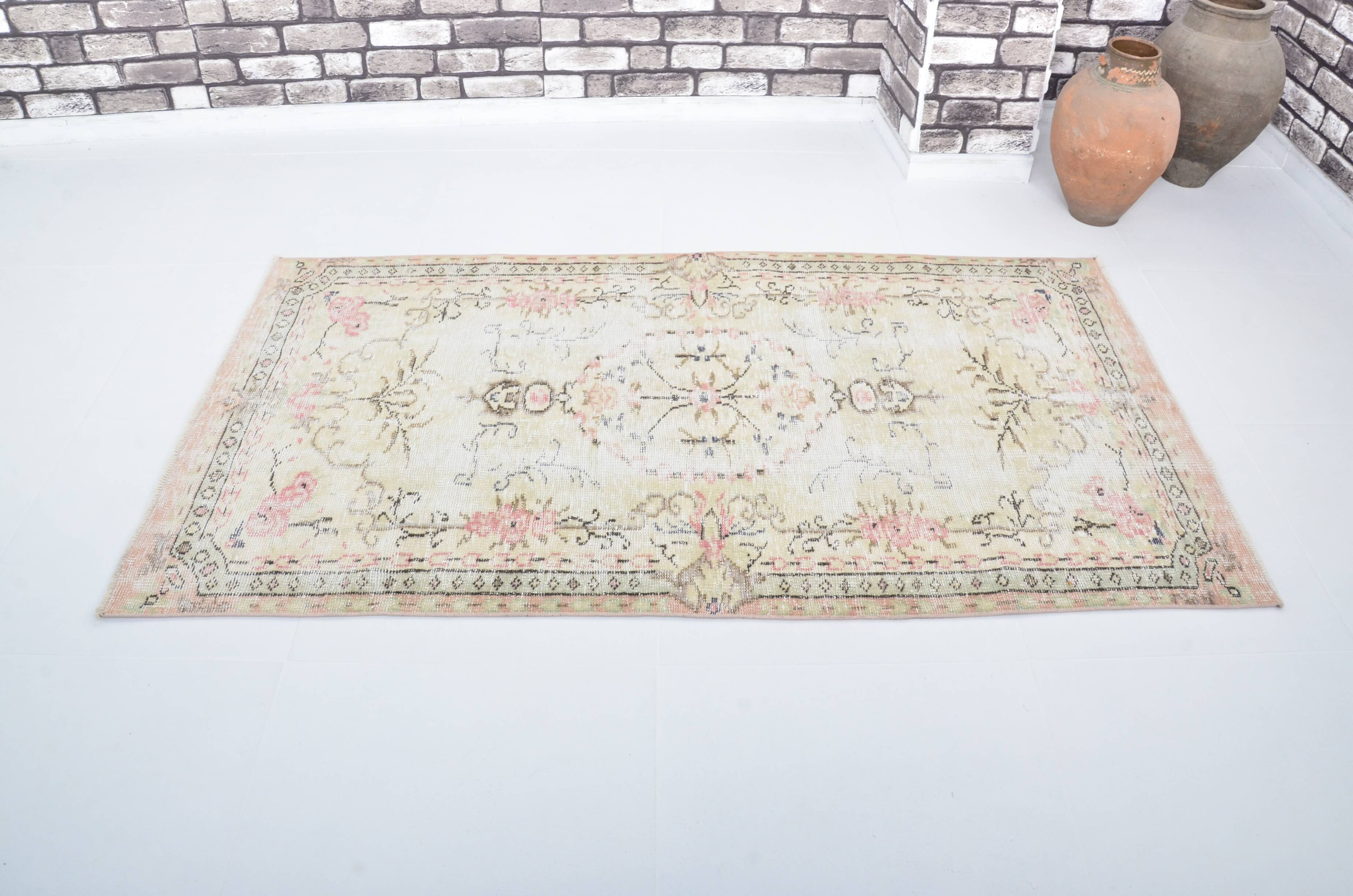 Beige & Pink Oushak Turkish Carpet sku 3258