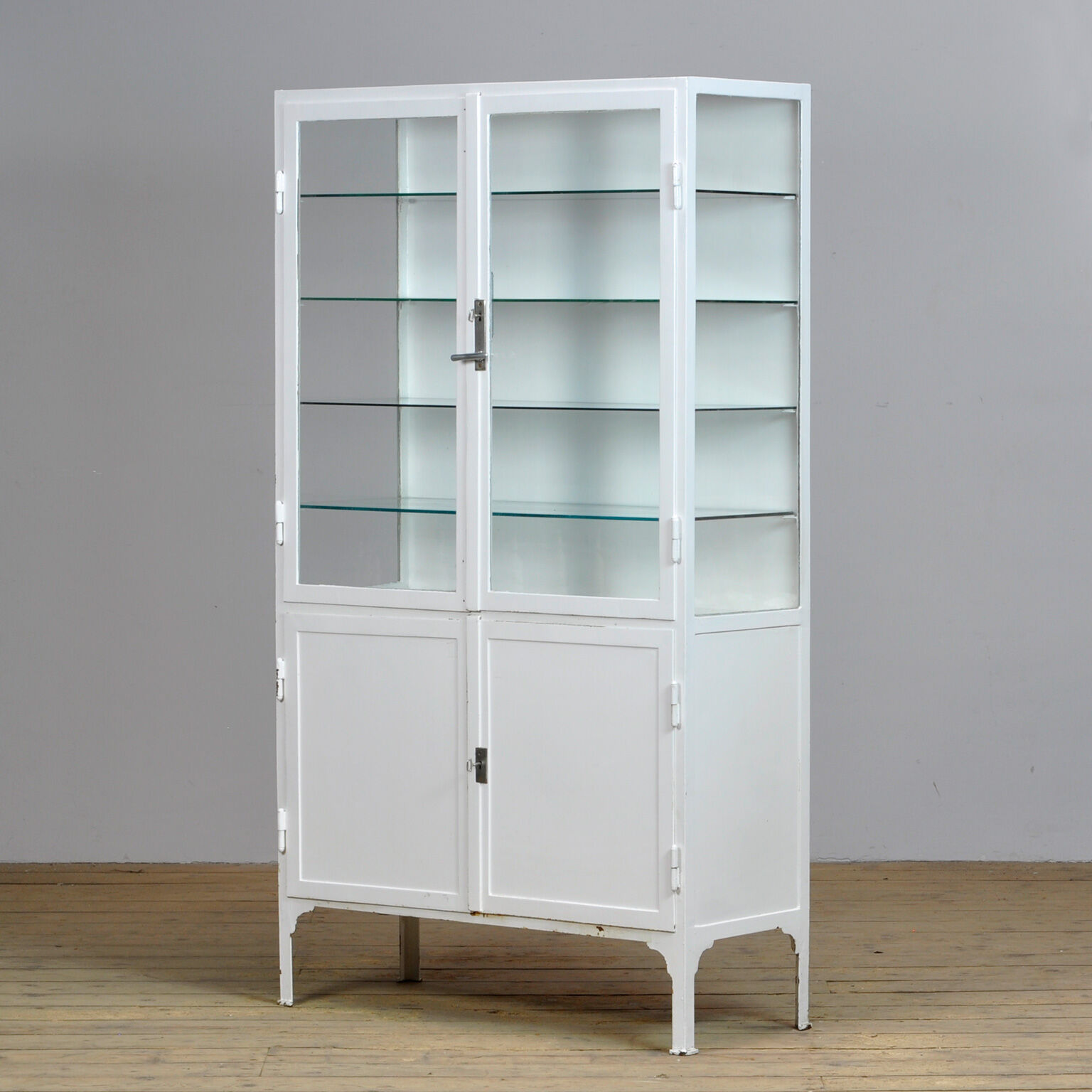 Medical iron and glass cabinet, 1940s