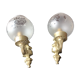 Pair of wall lamps in gilded metal and frosted glass art deco style