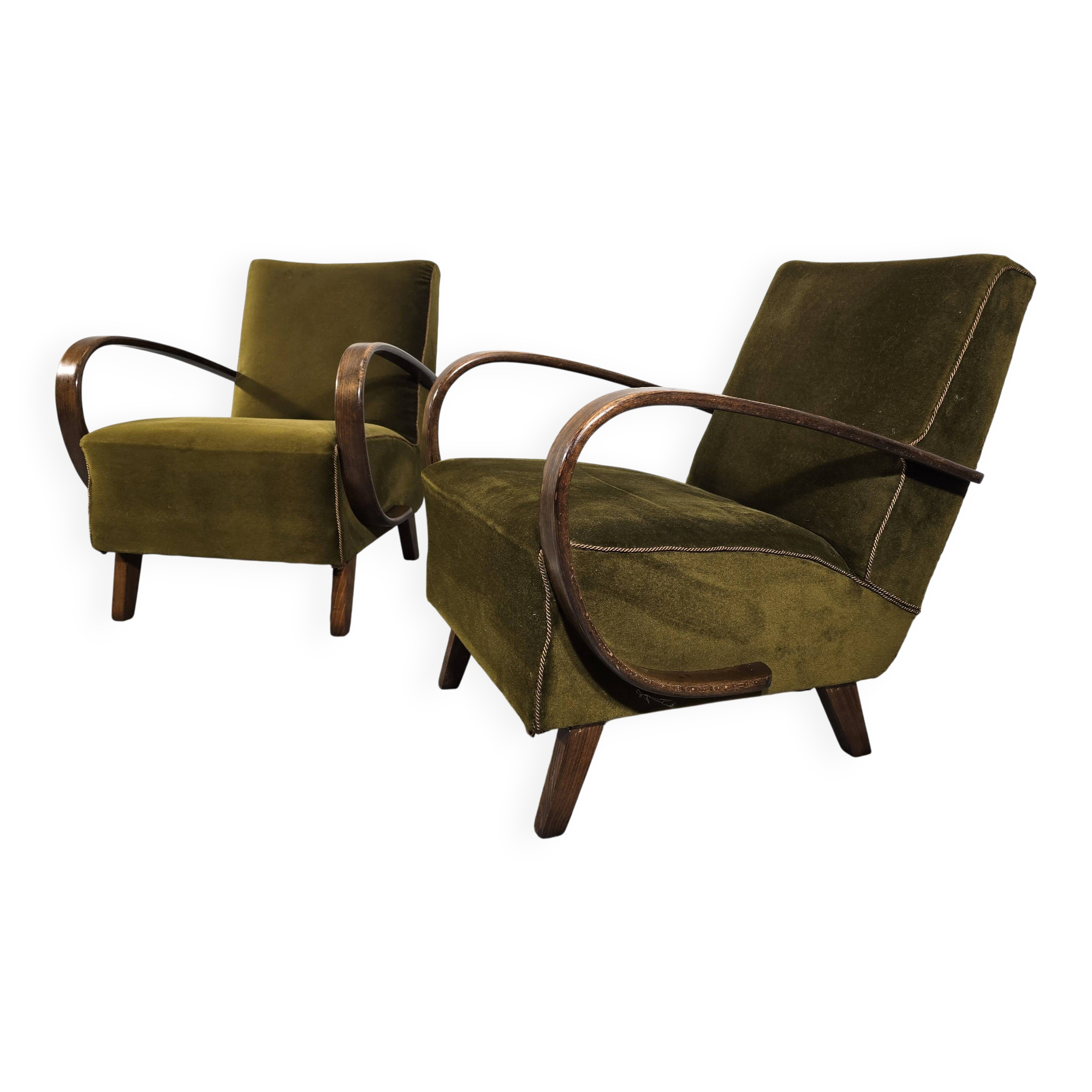 Fauteuils de Jindrich Halabala, années 1940, ensemble de 2
