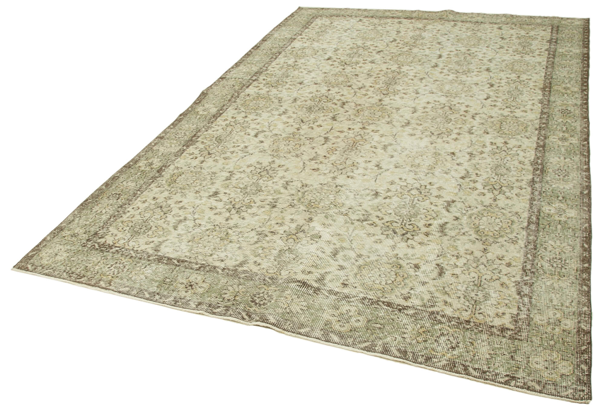 Hand-knotted decorative turkish beige rug 196 cm x 311 cm