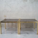 Ensemble de 3 tables basses en laiton minimalistes italiennes, années 1970