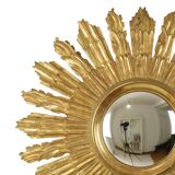 Large Wooden Sun Mirror Sunburst Butler XL Mirror Gold 70cm