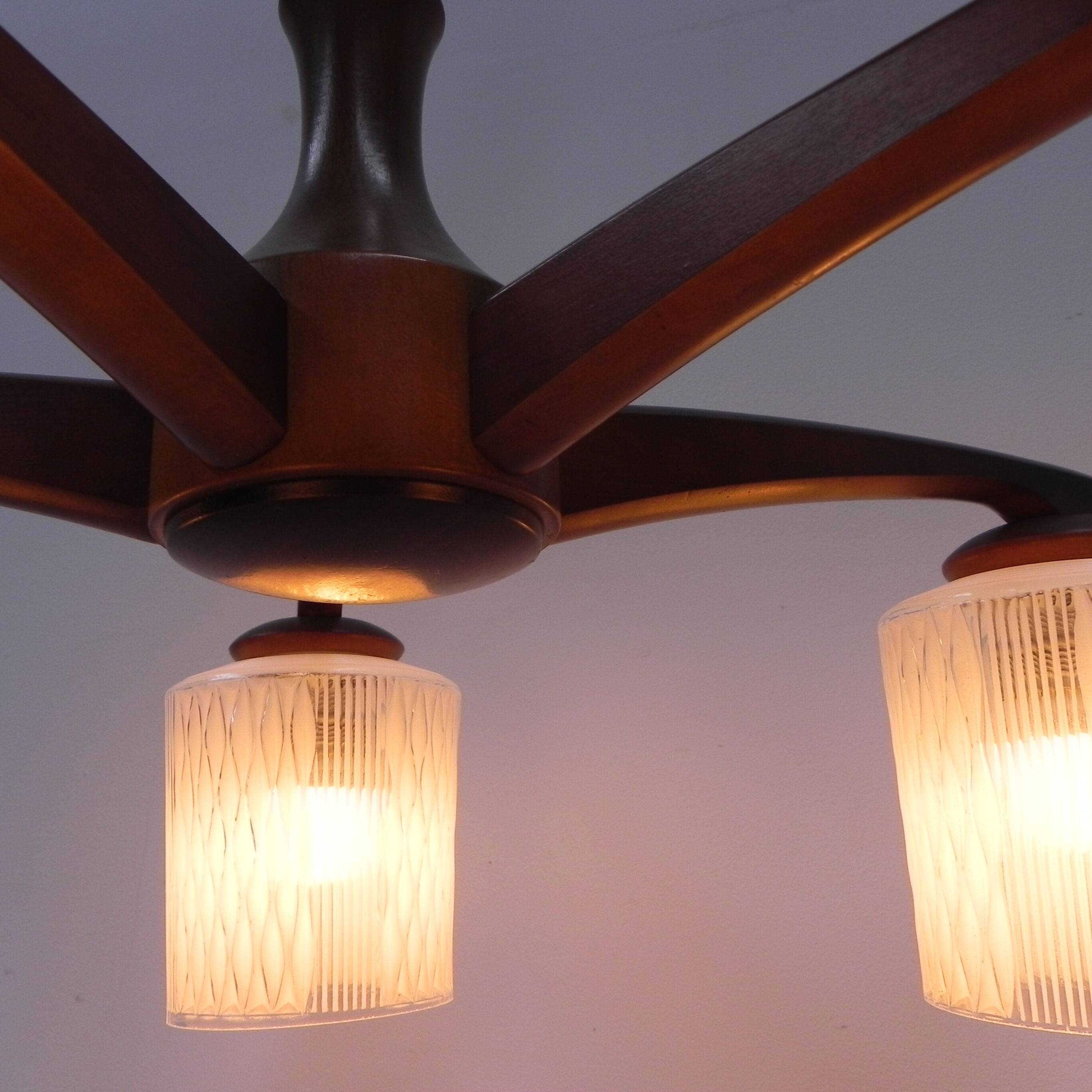 Vintage hanging lamp with 5 glass shades