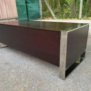 Low design TV unit XXL Dark wood wenge & chrome metal 120cm