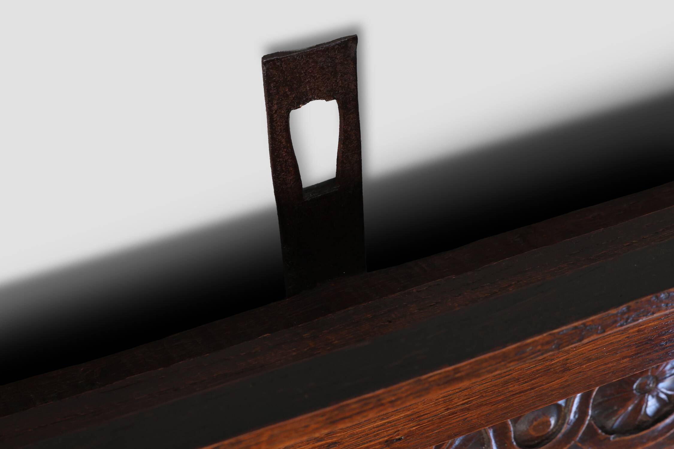 Large 18th Century Gothic solid oak hand carved coat rack, France