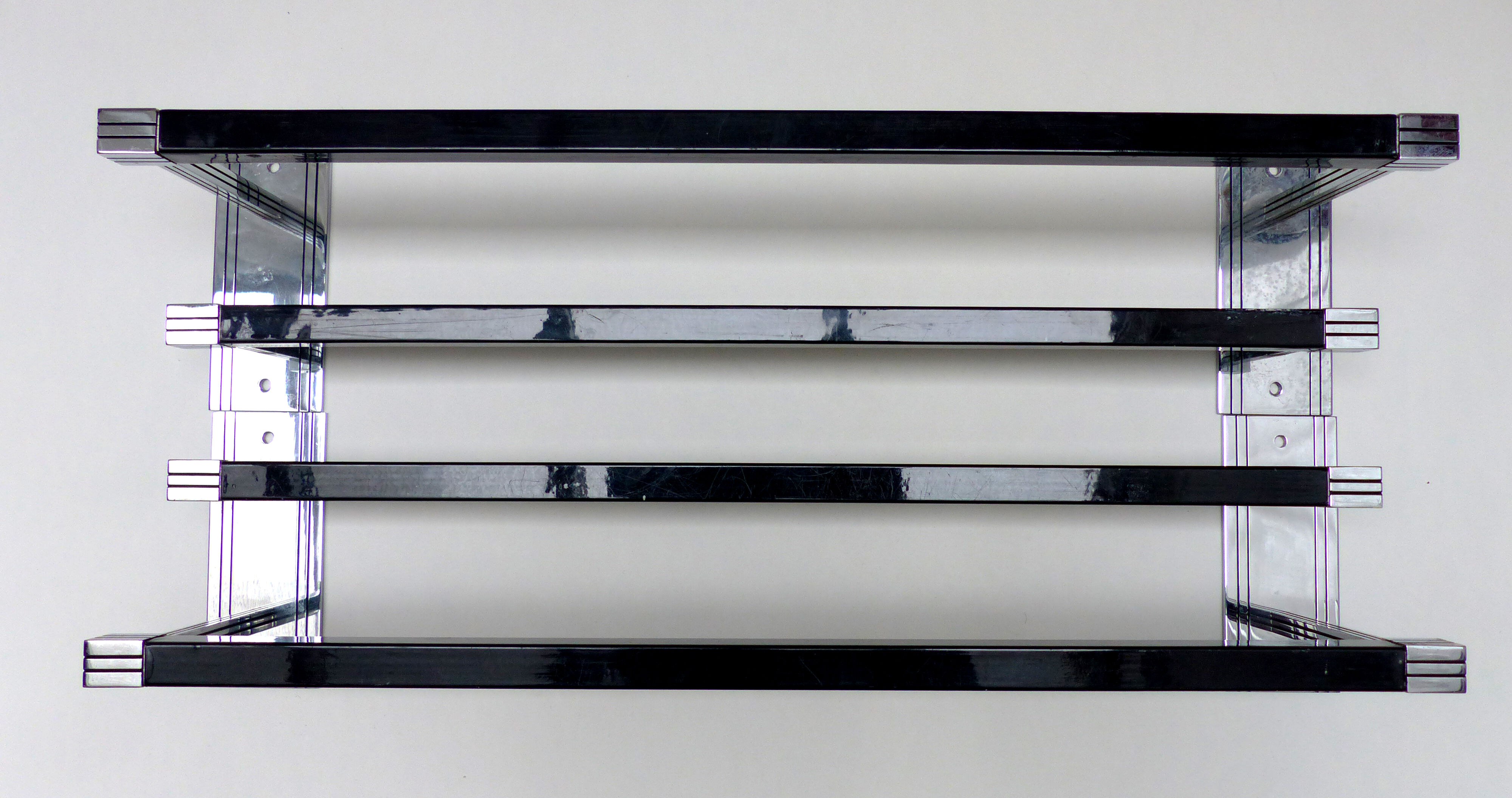 Black and silver art deco double towel rail