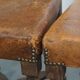 Set of 4 antique wooden and sheepskin leather dining chairs