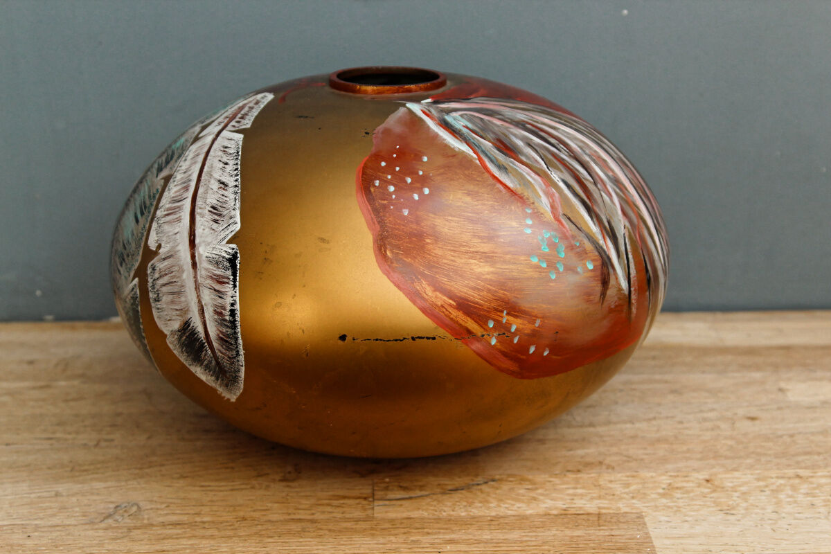 Signed glass ball vase