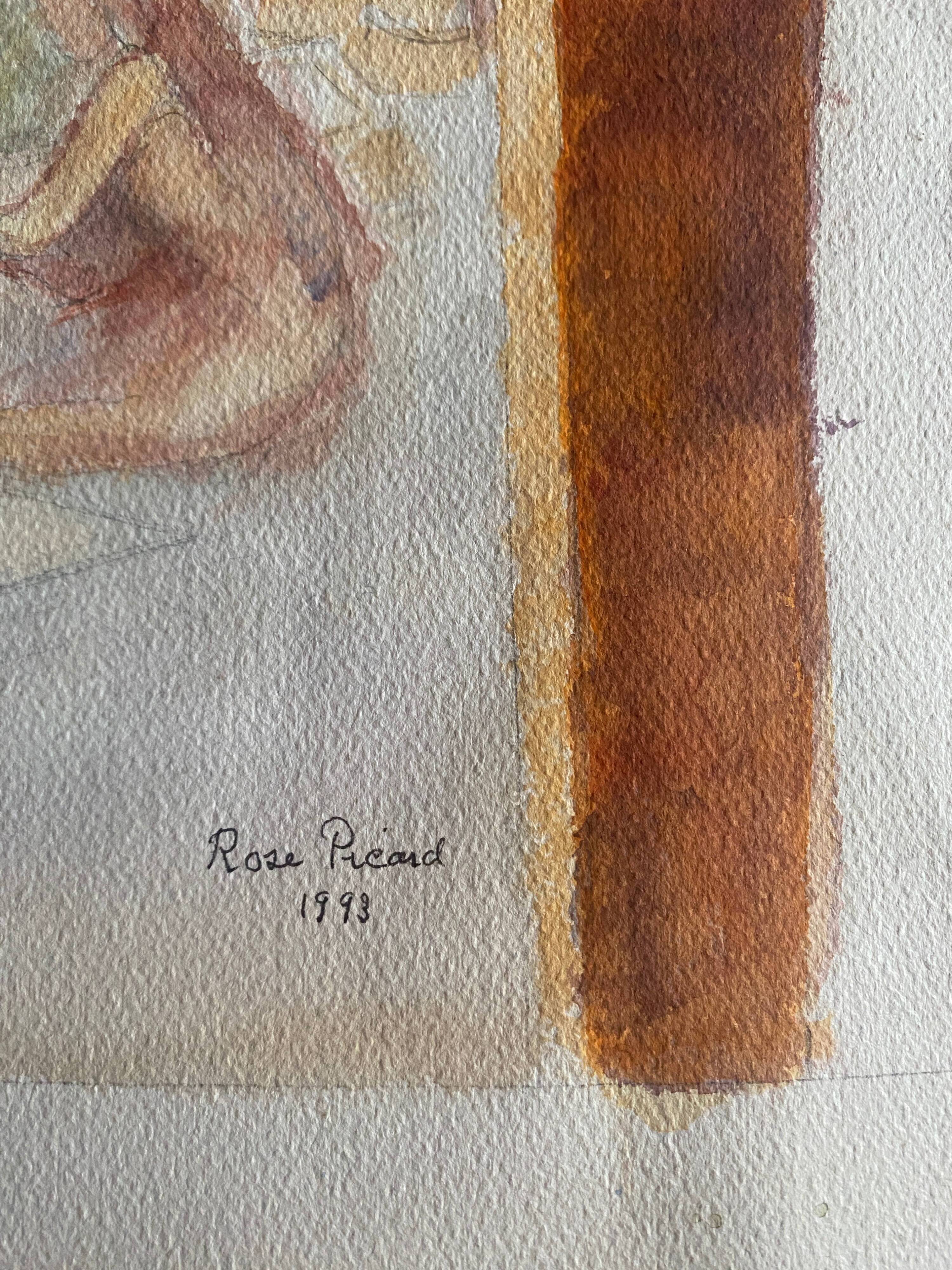 Original watercolor painting "Orientalist Medersa View" signed Rose Picard