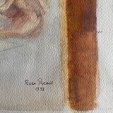 Tableau Aquarelle originale "Vue Orientaliste Medersa" signée Rose Picard