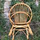Fauteuil coquille rotin et bambou vintage des années 60