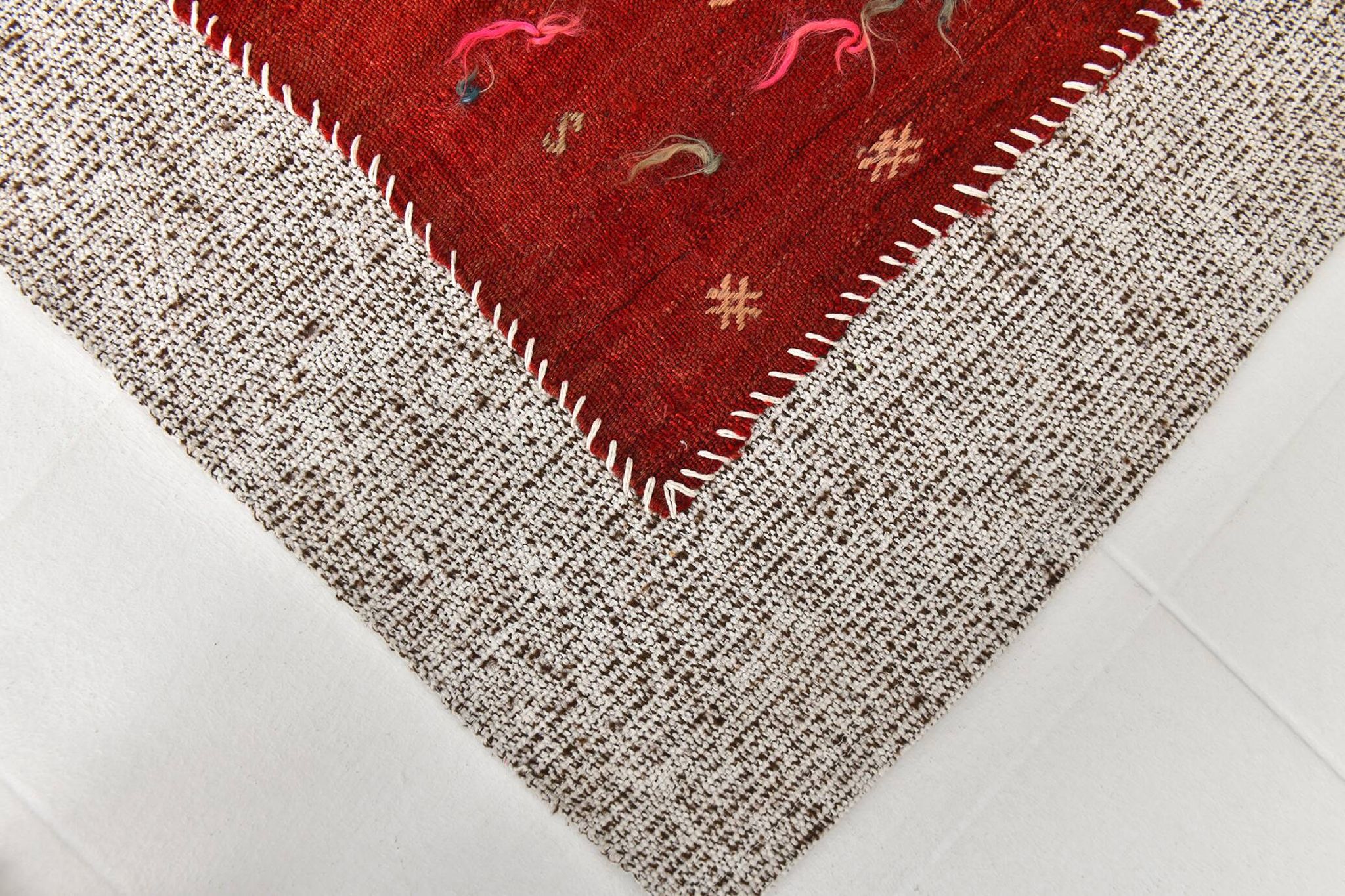 3x5 Red Contemporary Vintage Kilim Rug, 105x149Cm