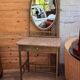 Vintage French Art Deco vanity table in brass and marble, 1940s