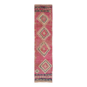 Red & Blue Tribal Vintage Runner Rug, 63x295Cm