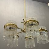 Mid-Century Italian Murano Glass Rod Chandelier, 1980s