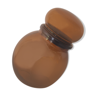 Atypical amber brown glass bottle