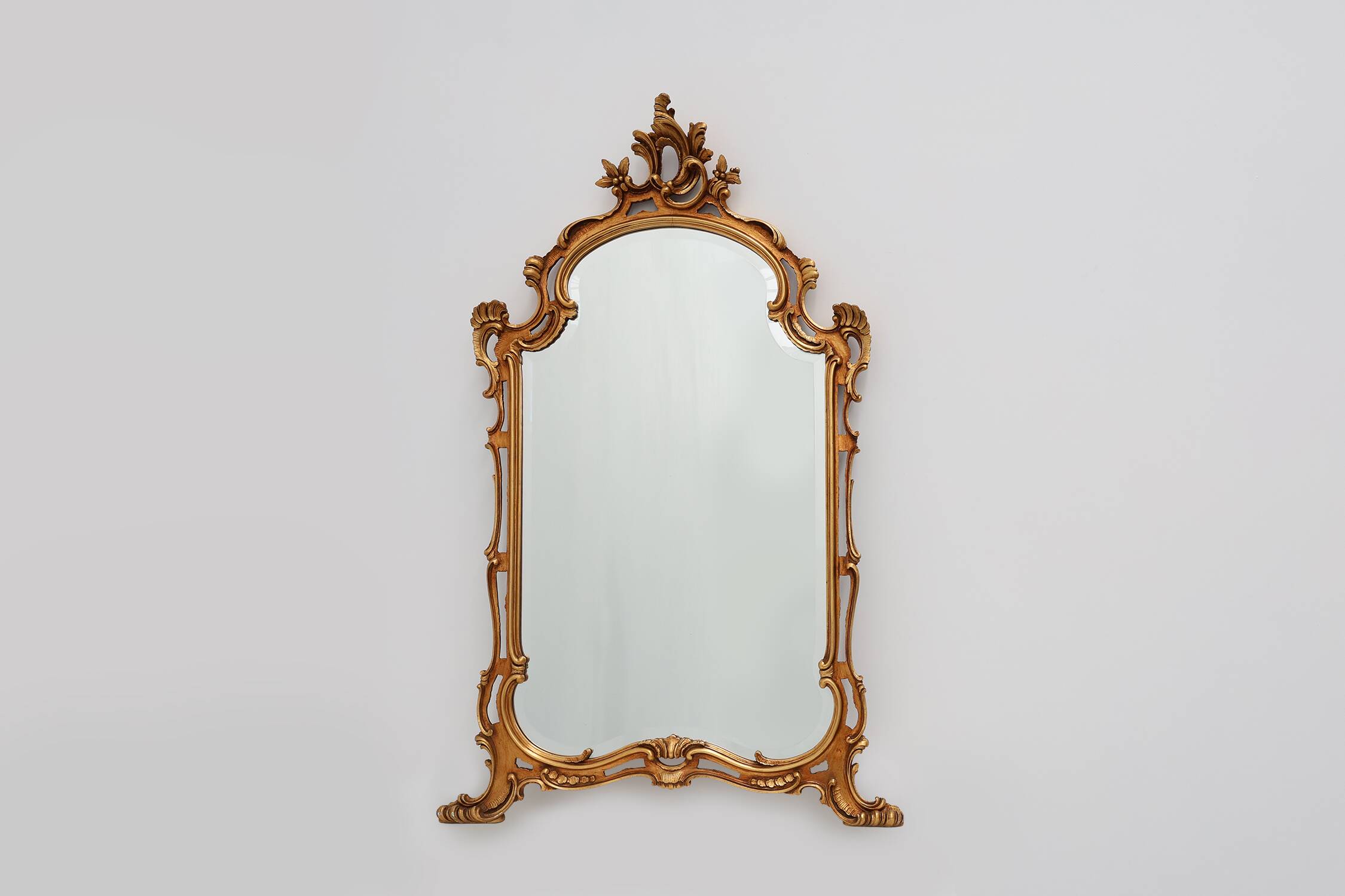 Large 20th century Baroque gilt wooden mirror in Louis XV style