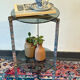 Chromed side table and double shelves