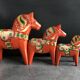 Set of 3 wooden dalecarlie horses