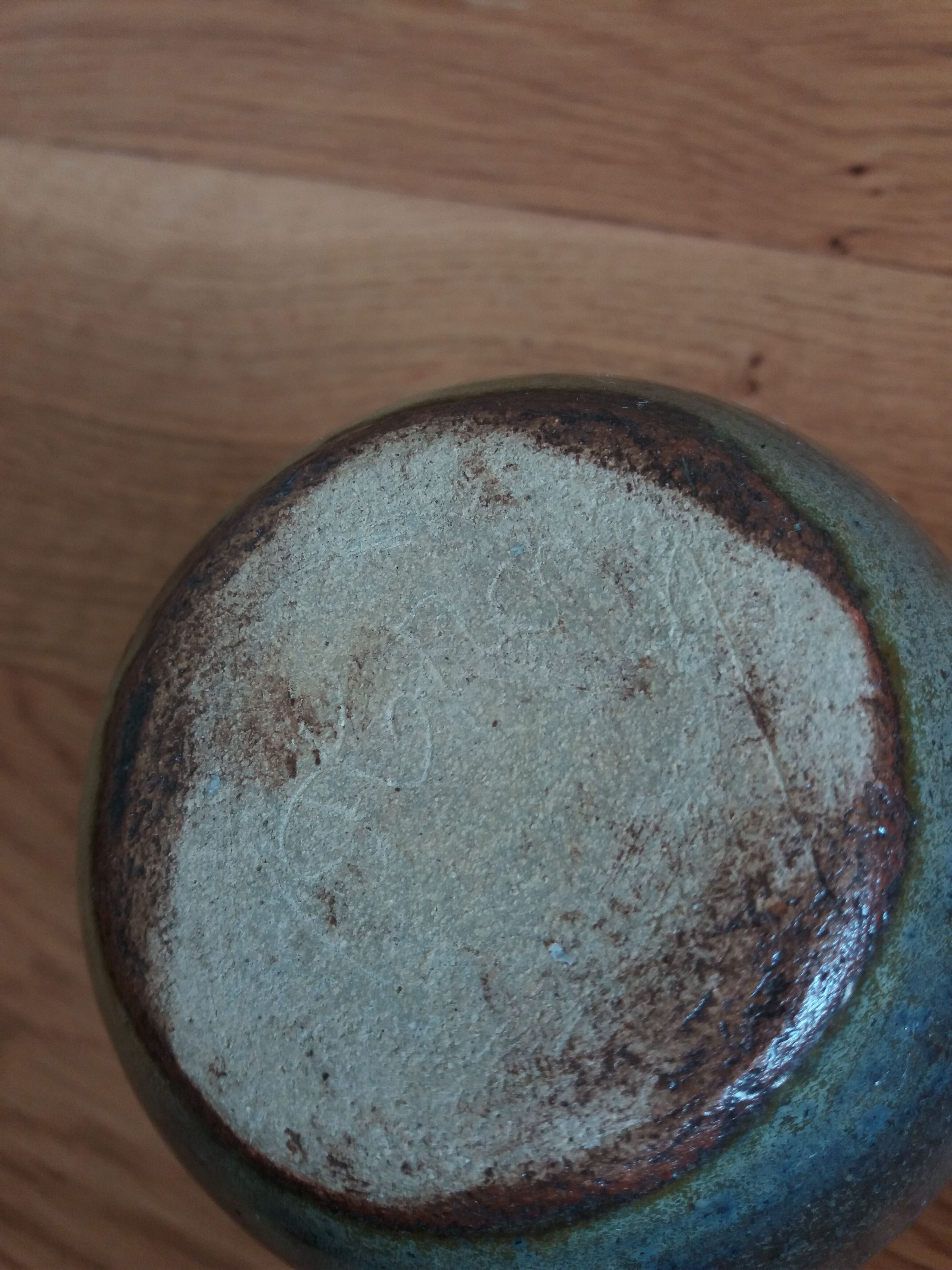Enamelled stoneware vase signed