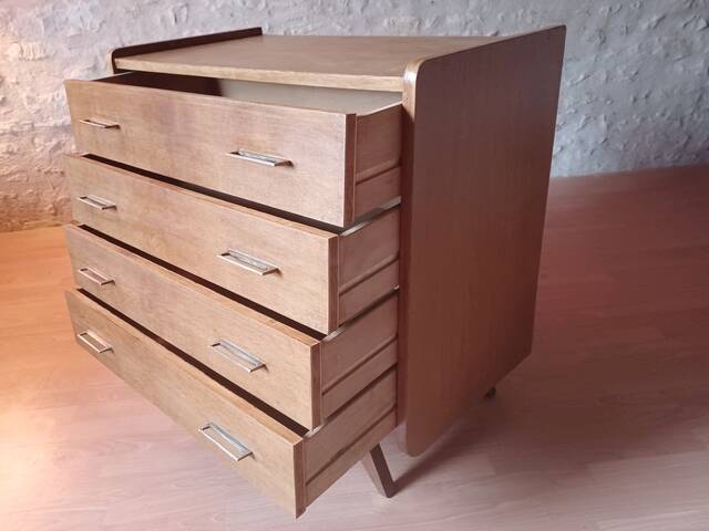 Commode vintage bois et pieds compas années 1950 1960