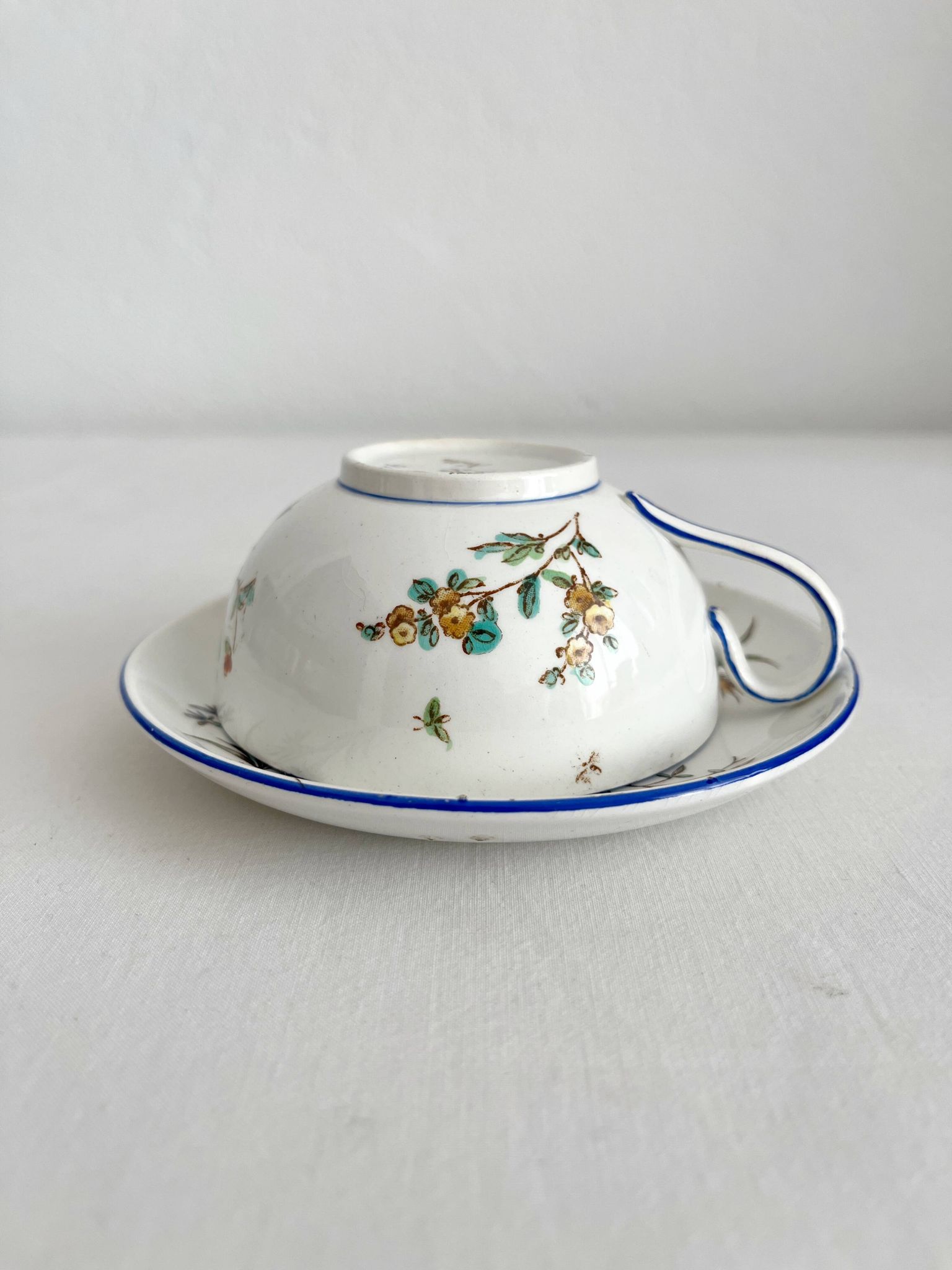 Polychrome ironstone cup "Nella" by Jules Veillard, Bordeaux (JVB)
