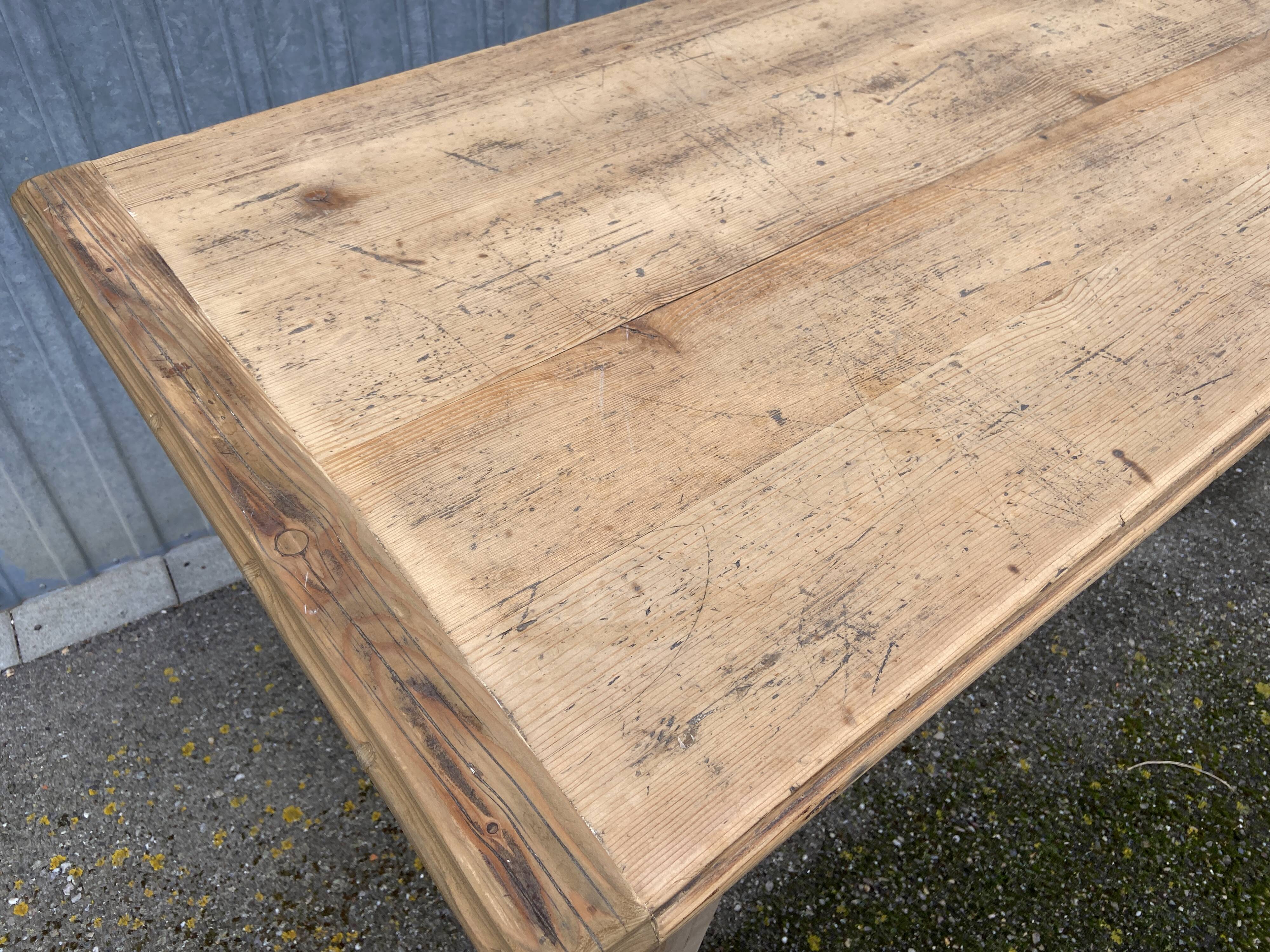 large farm table 185 cm in raw natural fir wood