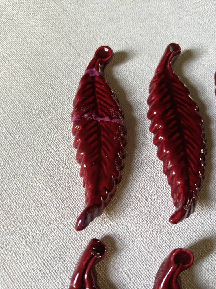 Handmade ceramic knife holder leaf decoration bohemian countryside