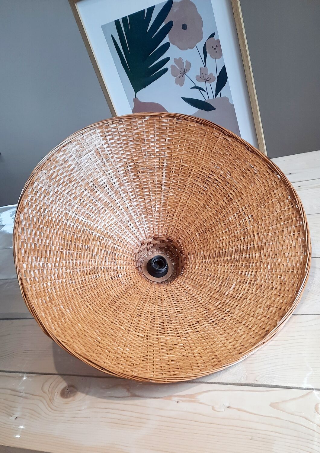 Vintage wicker pendant lamp