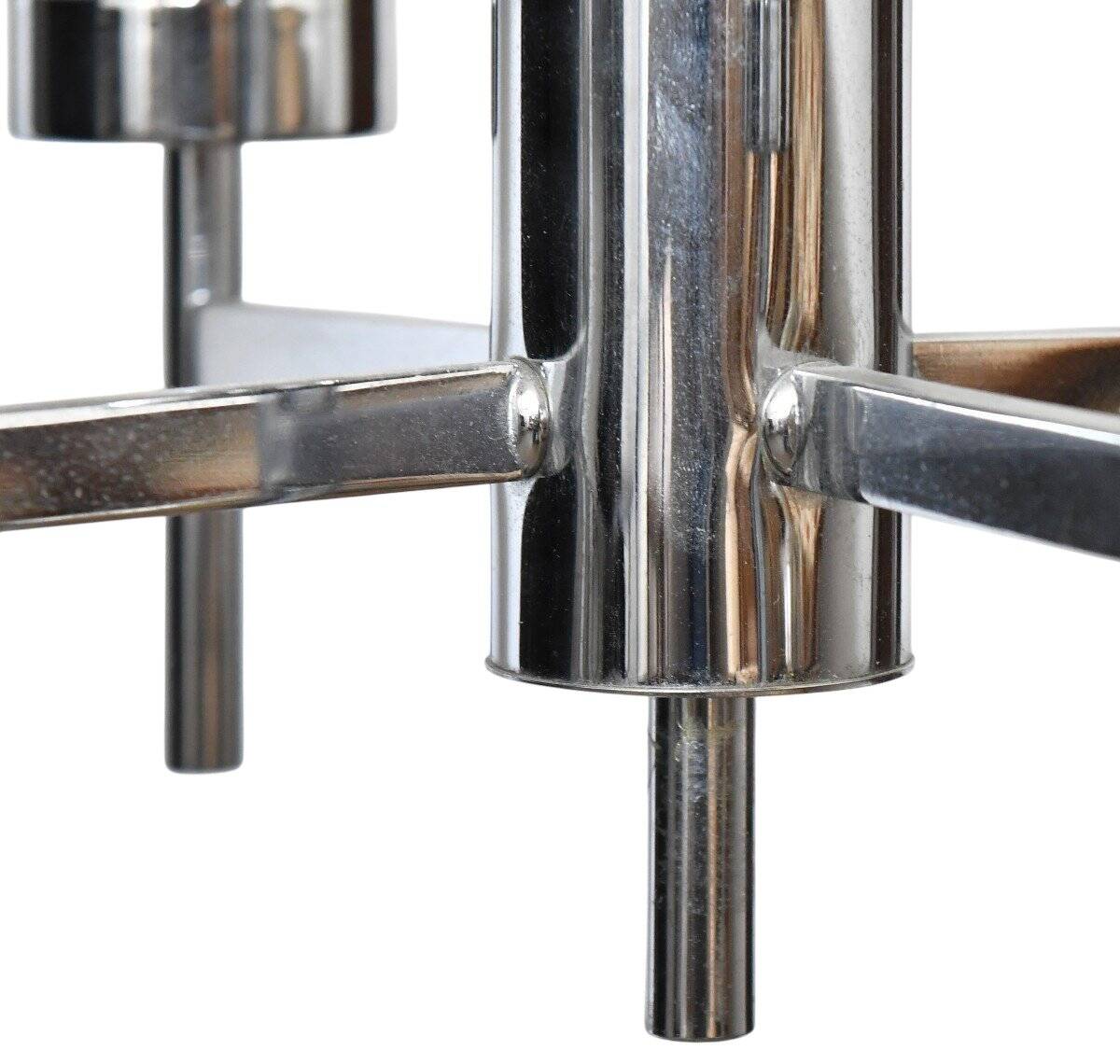 Vintage chandelier in chrome metal and glass