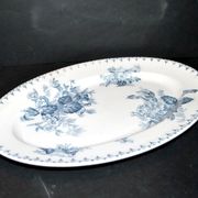 SARREGUEMINES FLORE Large Oval Platter with blue flower decoration U&C 36cm