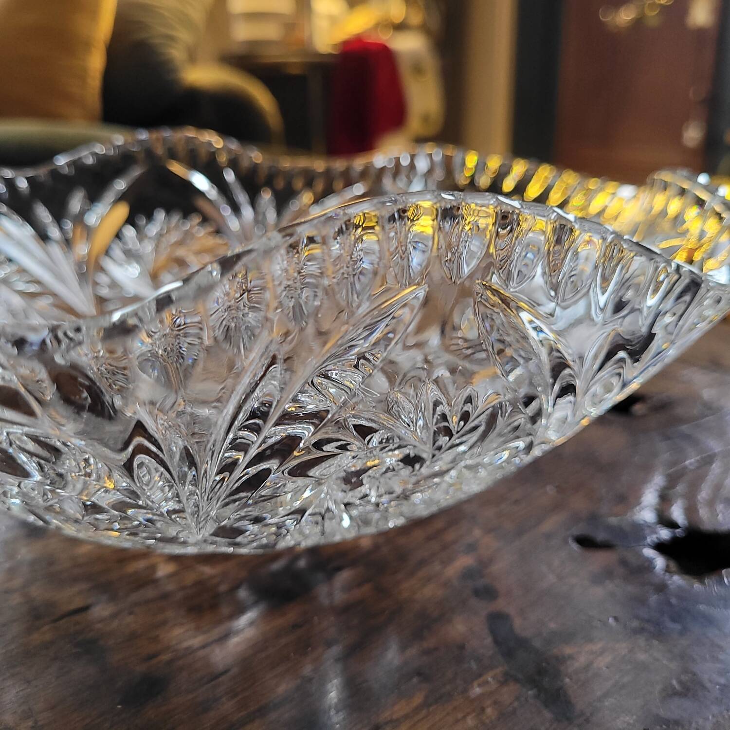Large Cut Glass Bowl/Salad Bowl - Star Pattern