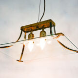 Esperia Pagoda chandelier brass and glass 1960s