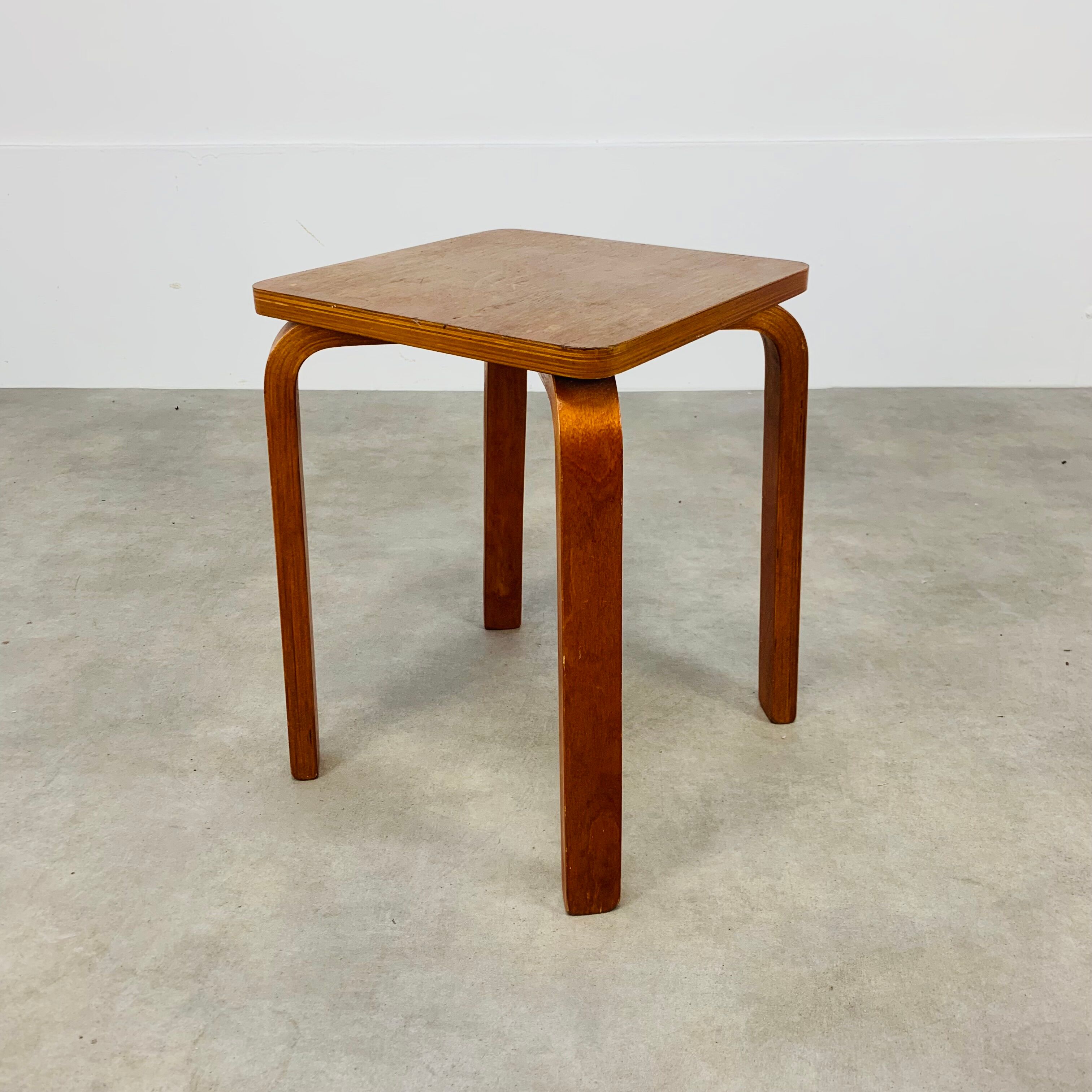 Scandinavian curved wood stool 50s