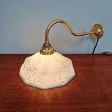 Applique murale en laiton et verre moucheté bleu