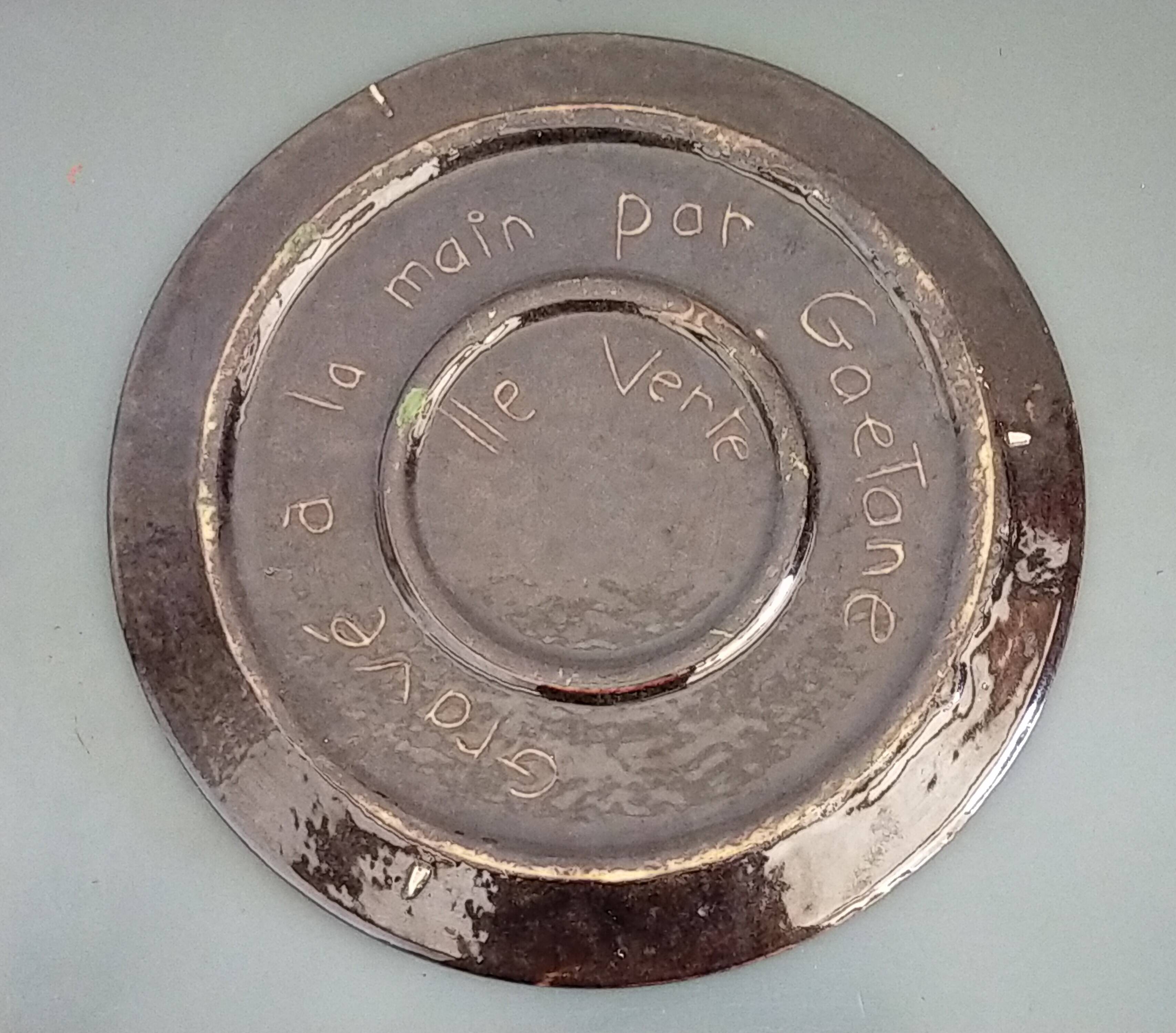 Vintage Dauphiné dish in glazed terracotta Gaetana Vines decor