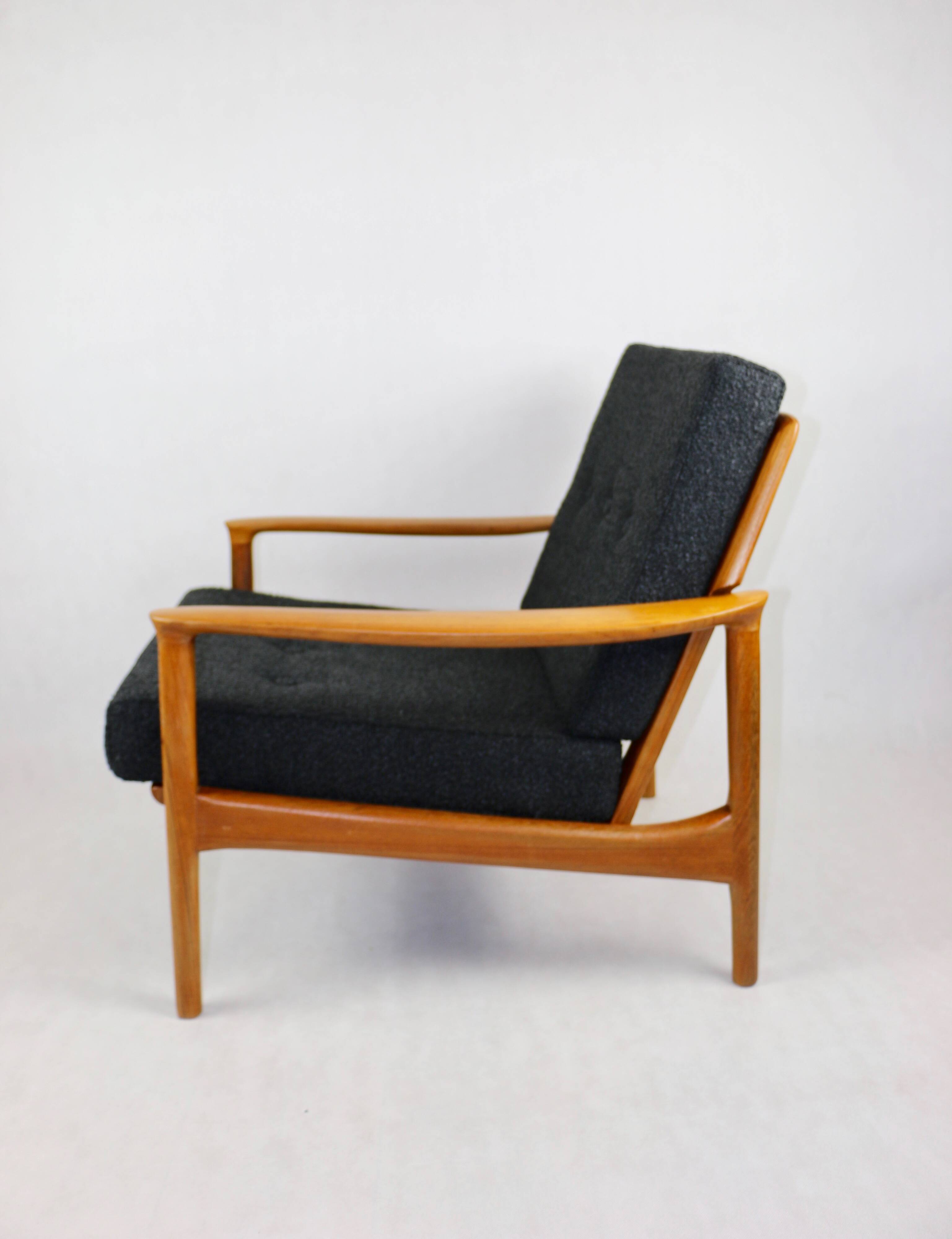 Danish Black Boucle Lounge Chair, 1970s