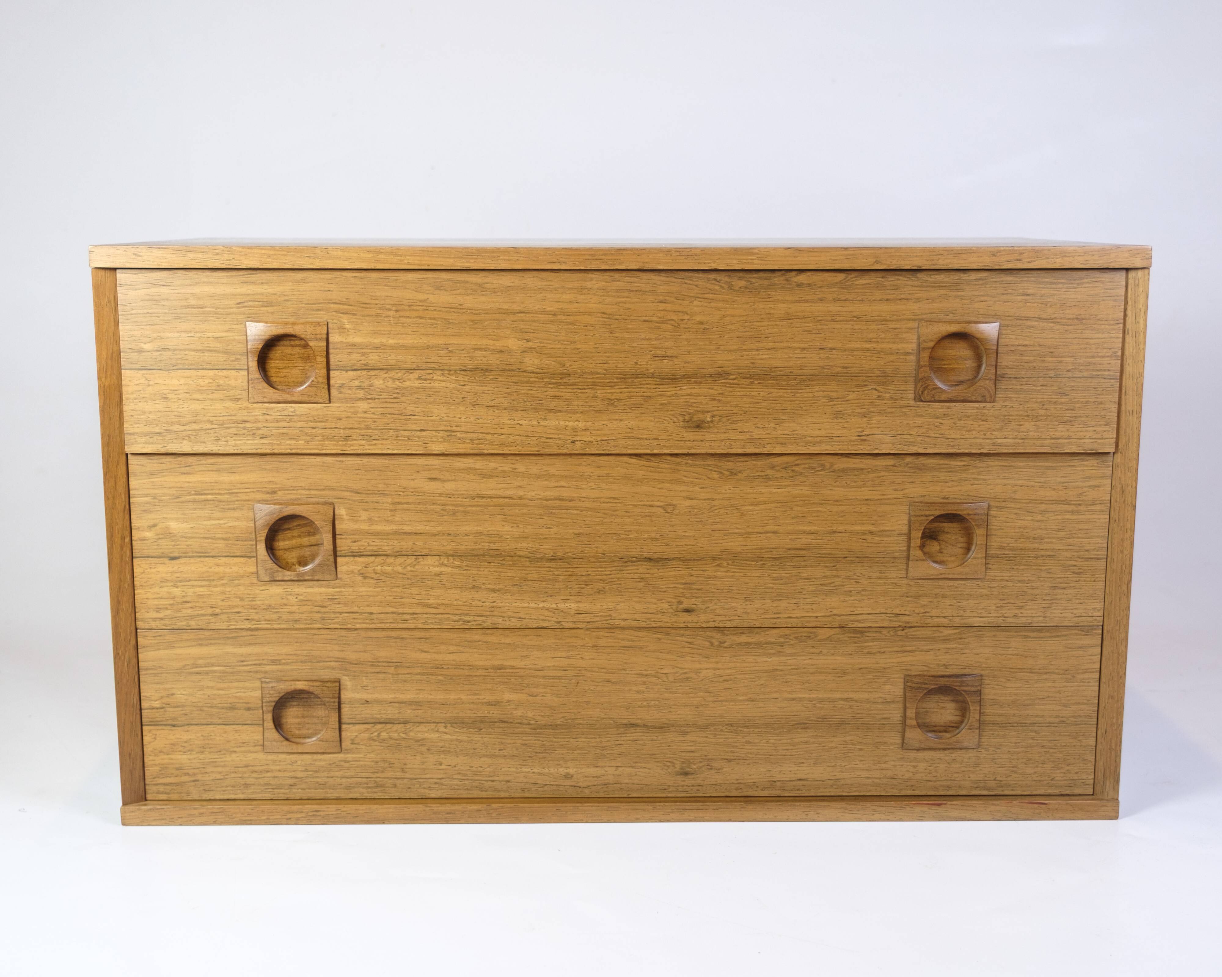 Wall-Mounted Chest Of Drawers Made In Rosewood By Albert Hansen From 1960s