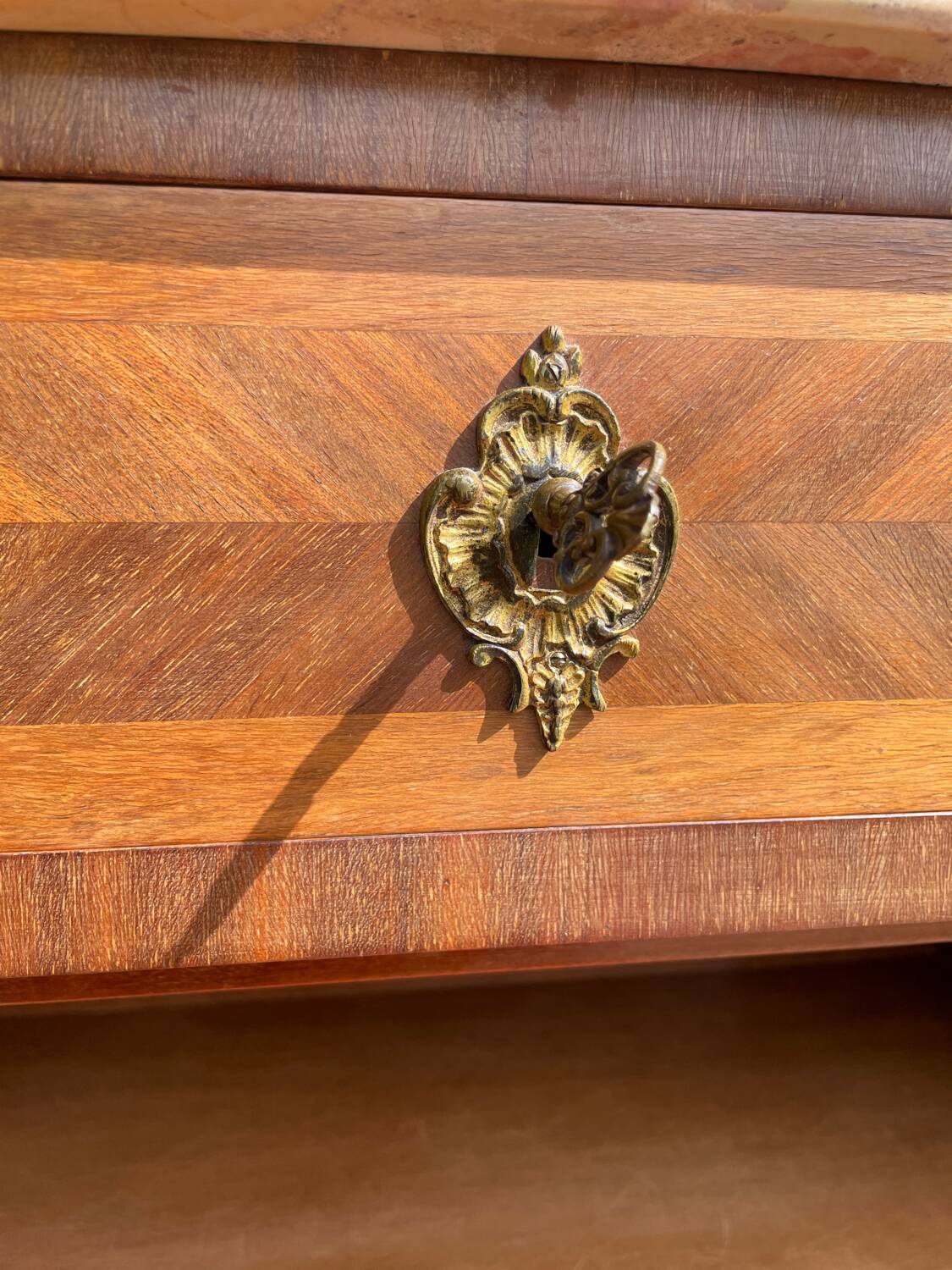 Old wooden and marble secretary