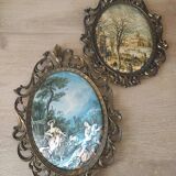 Lot 2 vintage worked metal frames