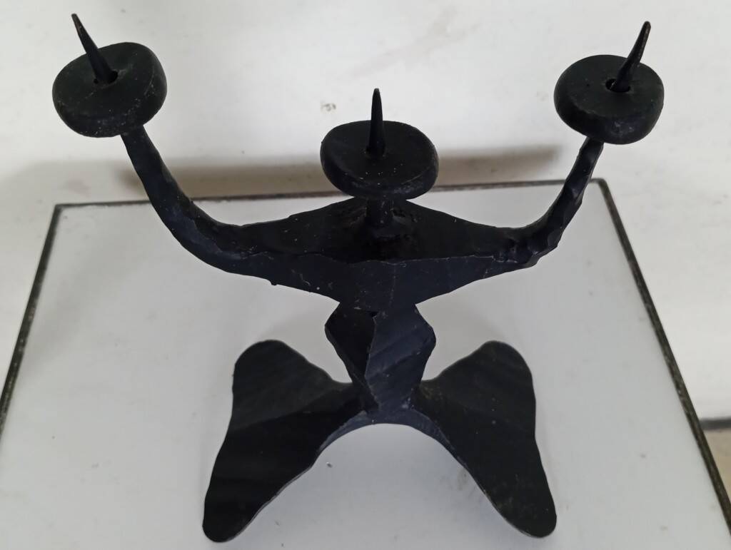 Shabbat candlestick by David Palombo in forged metal