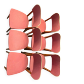 6 vintage red faux leather chairs from the 1940s and 50s