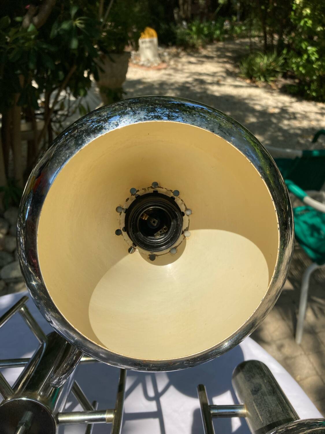 6-lamp vintage 70'S chrome pendant light