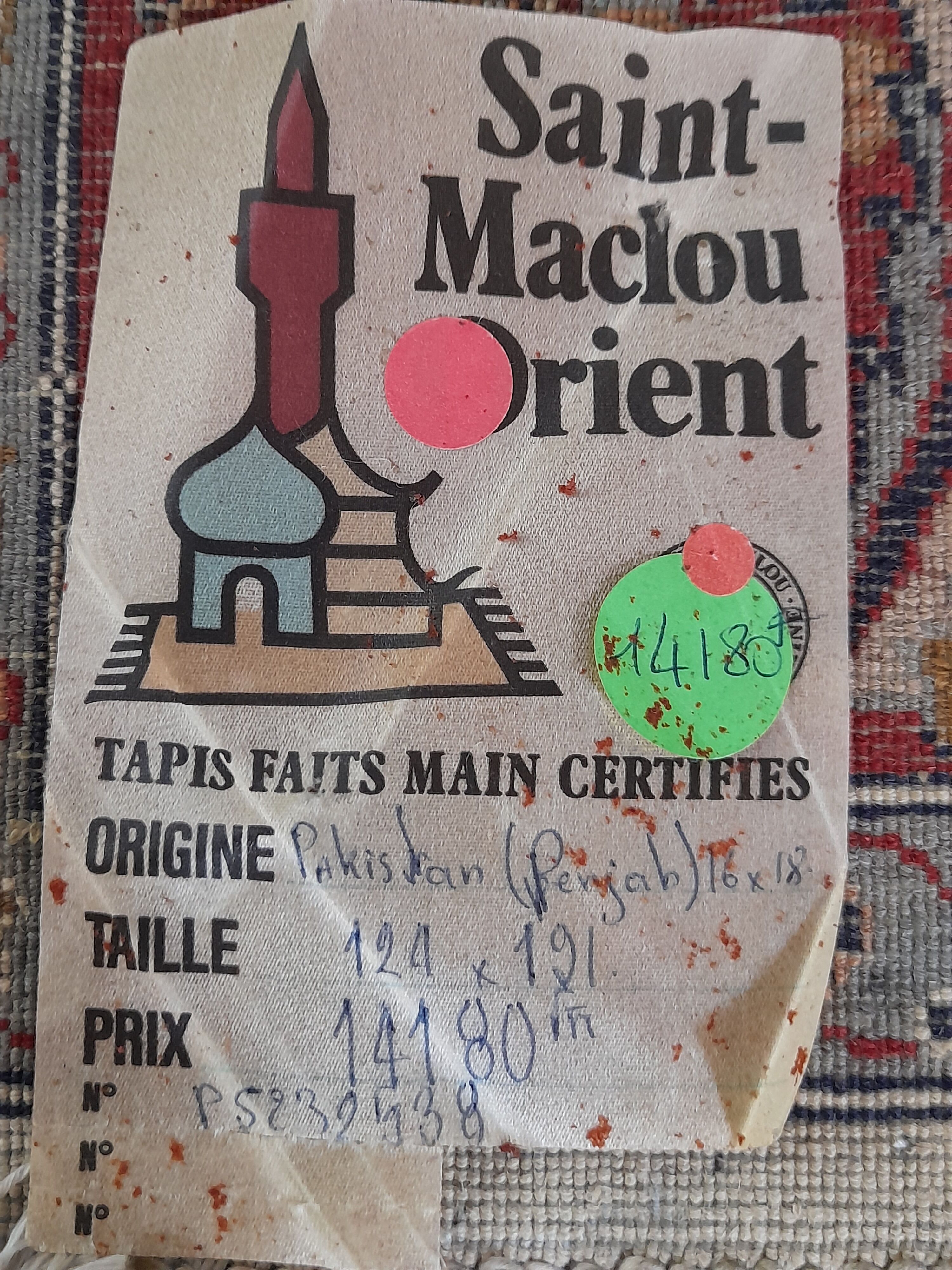 Oriental rug 191x124cm hand-knotted