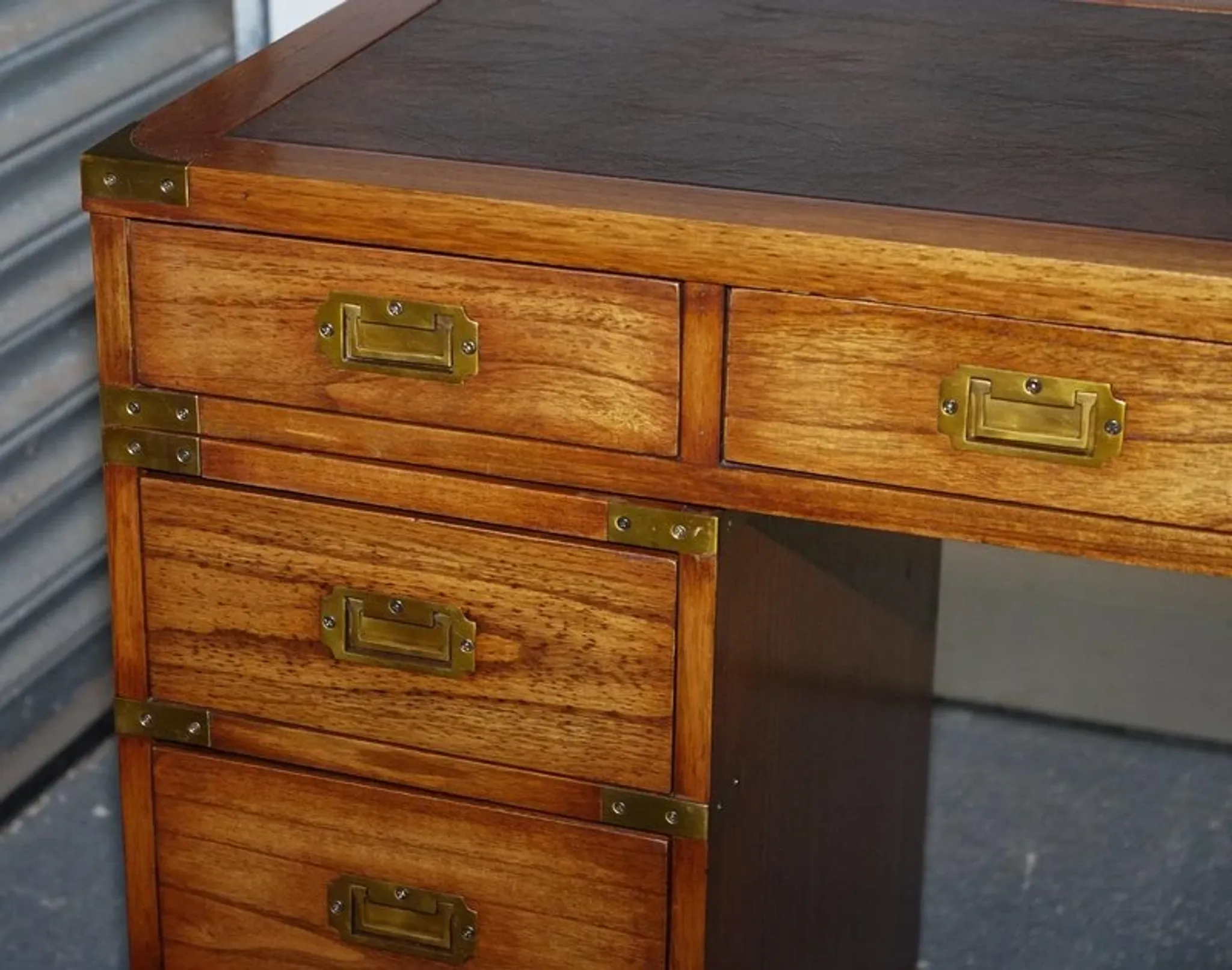 Vintage Military Campaign Desk with Brass Fittings