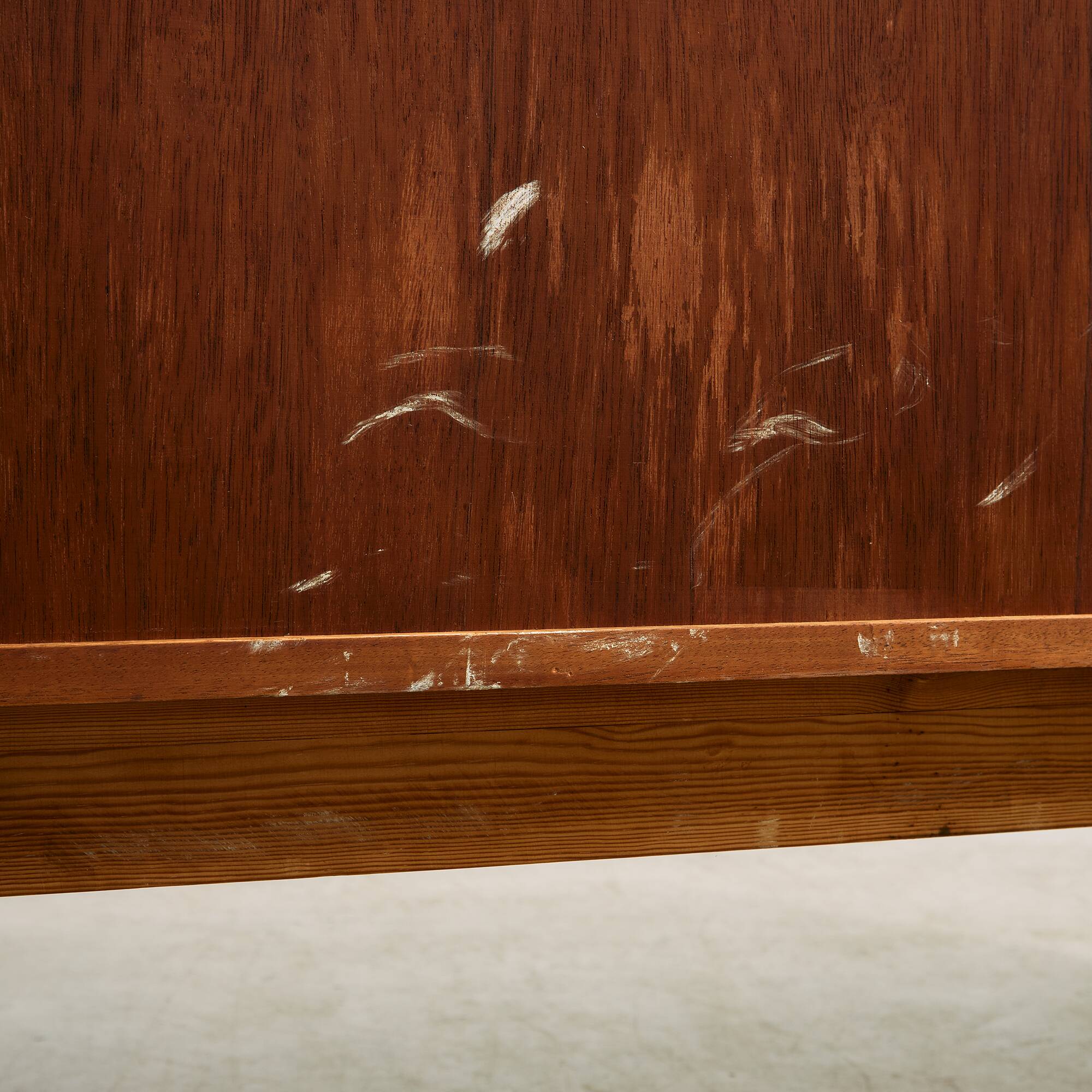 Rosewood and Teak Low Sideboard with Sliding Doors, 1960s